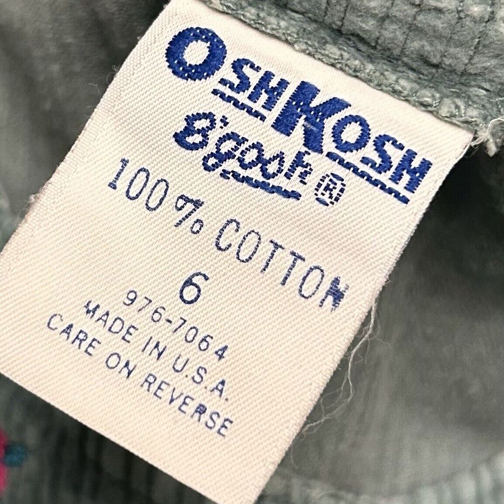 Vintage Girls OshKosh B'Gosh Green Floral‎ Corduroy Dress Jumper 6 - Picture 4 of 5